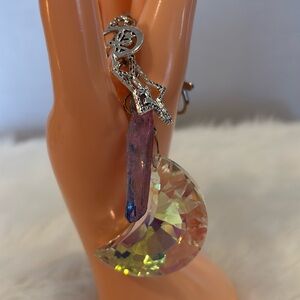 Iridescent Crystal Moon Keychain/Handbag Charm Handcrafted by @windswept…